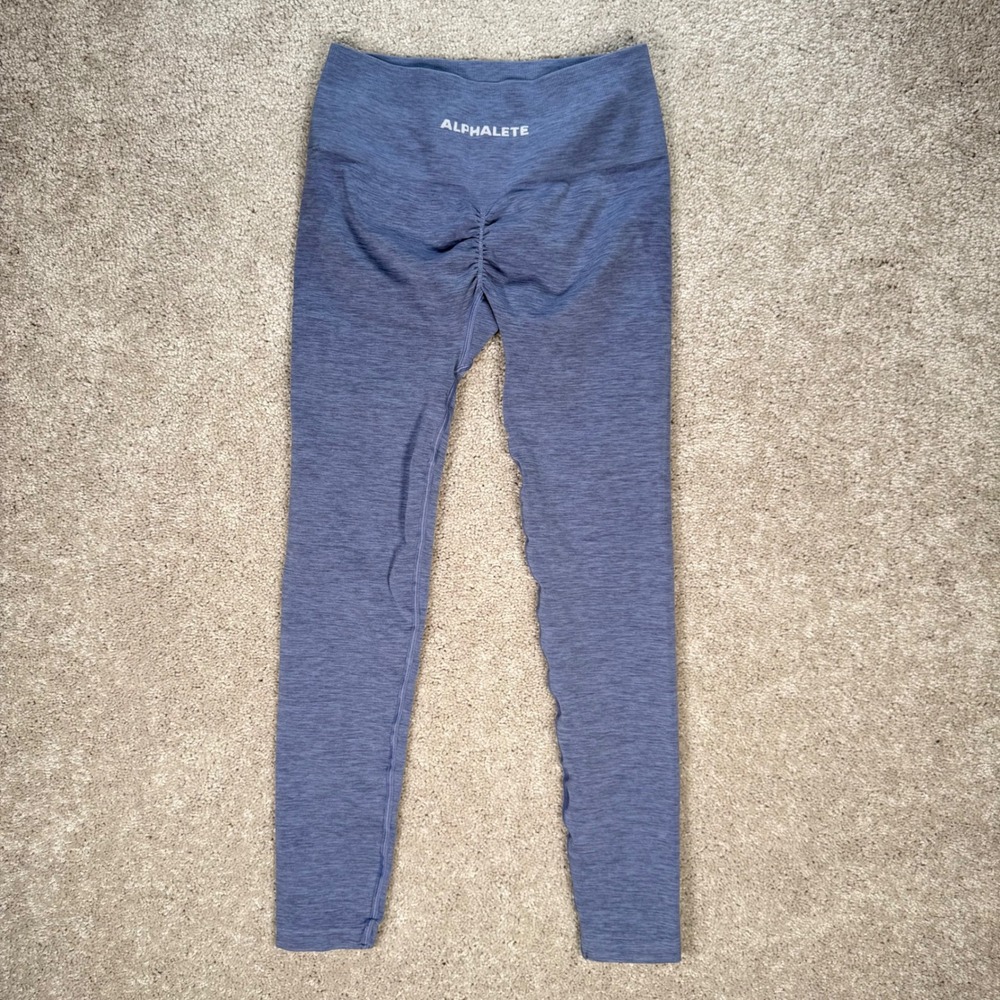 Alphalete Amplify Seamless Leggings Blue Marl Size Medium Scrunch Butt Workout